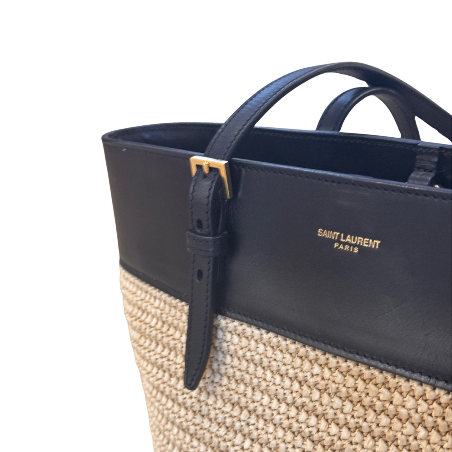 BORSA RAFFIA E PELLE YVES SAINT LAURENT