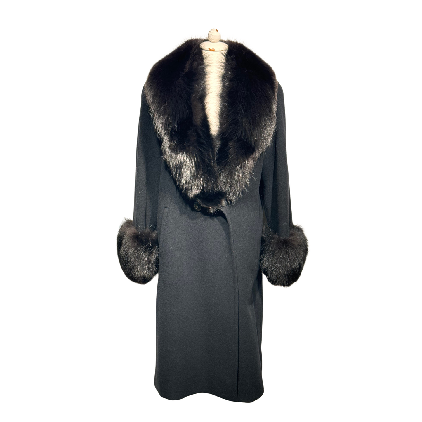 CAPPOTTO NERO PELO DI VOLPE